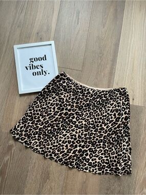 Reformation Anthropologie Leopard Print A-Line Mini Skirt - Beige & Black